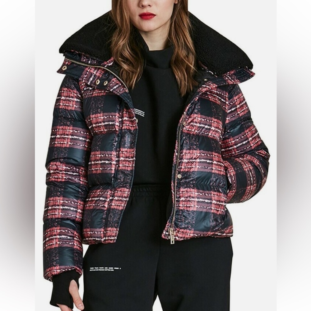BNWT series by nicole Benisti plaid puffer jacket